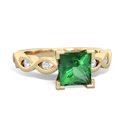 Lab Emerald Infinity 6Mm Princess Engagement 14K Yellow Gold ring R26316SQ