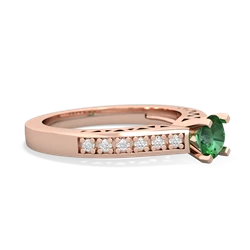 Lab Emerald Art Deco Engagement 5Mm Round 14K Rose Gold ring R26355RD
