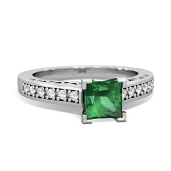 Lab Emerald Art Deco Engagement 5Mm Square 14K White Gold ring R26355SQ