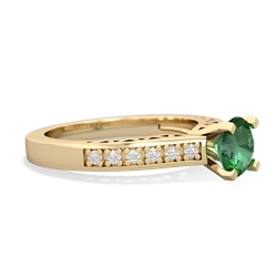 Lab Emerald Art Deco Engagement 6Mm Round 14K Yellow Gold ring R26356RD