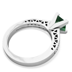 Lab Emerald Art Deco Engagement 6Mm Princess 14K White Gold ring R26356SQ