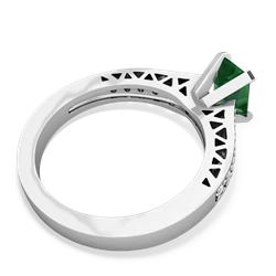 Lab Emerald Art Deco Engagement 7X5mm Emerald-Cut 14K White Gold ring R26357EM