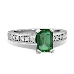 Lab Emerald Art Deco Engagement 7X5mm Emerald-Cut 14K White Gold ring R26357EM