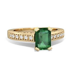 Lab Emerald Art Deco Engagement 7X5mm Emerald-Cut 14K Yellow Gold ring R26357EM