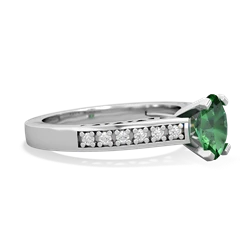 Lab Emerald Art Deco Engagement 7X5mm Oval 14K White Gold ring R26357VL
