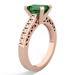 Lab Emerald Art Deco Engagement 8X6mm Emerald-Cut 14K Rose Gold ring R26358EM