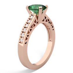 Lab Emerald Art Deco Engagement 8X6mm Oval 14K Rose Gold ring R26358VL