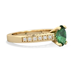 Lab Emerald Art Deco Engagement 8X6mm Oval 14K Yellow Gold ring R26358VL