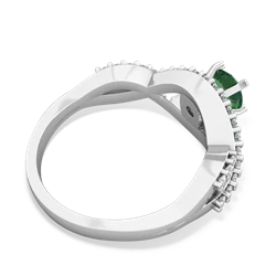 Lab Emerald Diamond Twist 5Mm Round Engagment  14K White Gold ring R26405RD