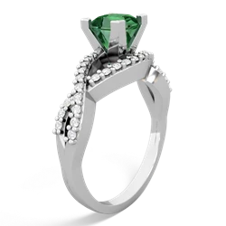 Lab Emerald Diamond Twist 5Mm Square Engagment  14K White Gold ring R26405SQ