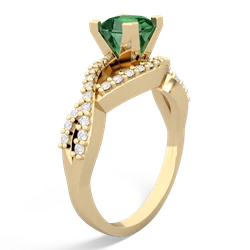 Lab Emerald Diamond Twist 5Mm Square Engagment  14K Yellow Gold ring R26405SQ
