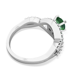 Lab Emerald Diamond Twist 6Mm Round Engagment  14K White Gold ring R26406RD