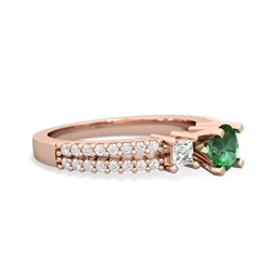 Lab Emerald Classic 5Mm Round Engagement 14K Rose Gold ring R26435RD