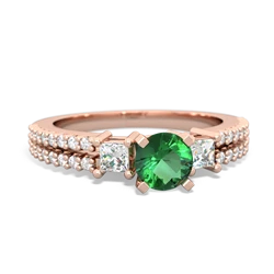 Lab Emerald Classic 5Mm Round Engagement 14K Rose Gold ring R26435RD