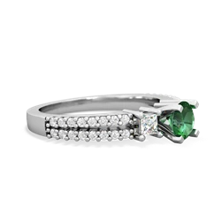 Lab Emerald Classic 5Mm Round Engagement 14K White Gold ring R26435RD