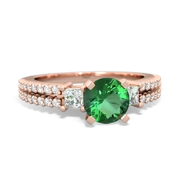Lab Emerald Classic 6Mm Round Engagement 14K Rose Gold ring R26436RD