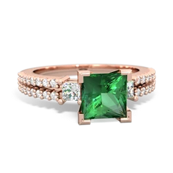 Lab Emerald Classic 6Mm Princess Engagement 14K Rose Gold ring R26436SQ