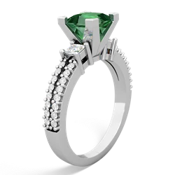 Lab Emerald Classic 6Mm Princess Engagement 14K White Gold ring R26436SQ