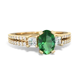 Lab Emerald Classic 7X5mm Oval Engagement 14K Yellow Gold ring R26437VL