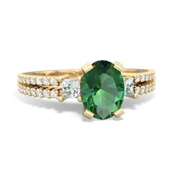 Lab Emerald Classic 8X6mm Oval Engagement 14K Yellow Gold ring R26438VL