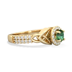 Lab Emerald Celtic Knot Halo 14K Yellow Gold ring R26445RH