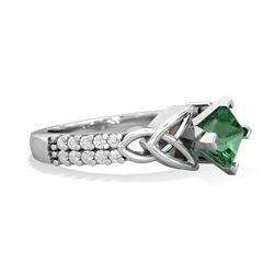 Lab Emerald Celtic Knot 5Mm Square Engagement 14K White Gold ring R26445SQ
