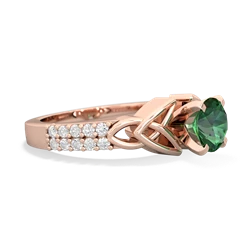 Lab Emerald Celtic Knot 6Mm Round Engagement 14K Rose Gold ring R26446RD