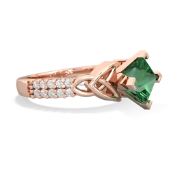 Lab Emerald Celtic Knot 6Mm Princess Engagement 14K Rose Gold ring R26446SQ