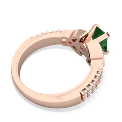 Lab Emerald Celtic Knot 7X5 Emerald-Cut Engagement 14K Rose Gold ring R26447EM