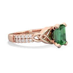 Lab Emerald Celtic Knot 8X6 Emerald-Cut Engagement 14K Rose Gold ring R26448EM