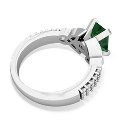 Lab Emerald Celtic Knot 8X6 Emerald-Cut Engagement 14K White Gold ring R26448EM