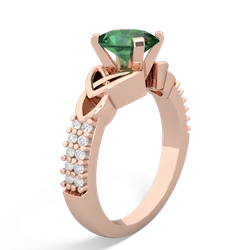 Lab Emerald Celtic Knot 8X6 Oval Engagement 14K Rose Gold ring R26448VL