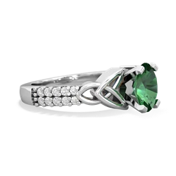 Lab Emerald Celtic Knot 8X6 Oval Engagement 14K White Gold ring R26448VL