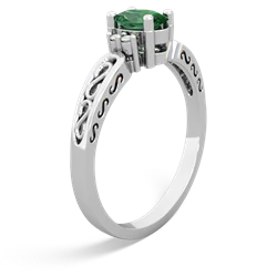 Lab Emerald Filligree Scroll Oval 14K White Gold ring R0812