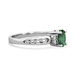 Lab Emerald Filligree Scroll Oval 14K White Gold ring R0812