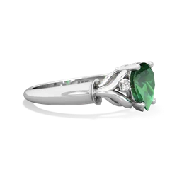 Lab Emerald Precious Pear 14K White Gold ring R0826