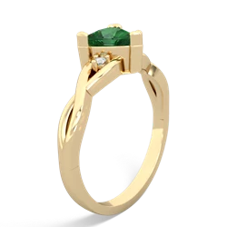 Lab Emerald Trillion Twist 14K Yellow Gold ring R2104
