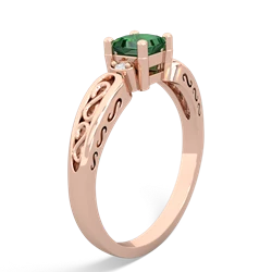 Lab Emerald Filligree Scroll Square 14K Rose Gold ring R2430