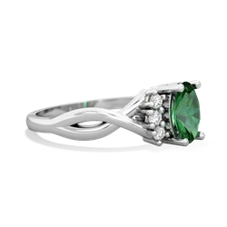 Lab Emerald Victorian Twist 14K White Gold ring R2497