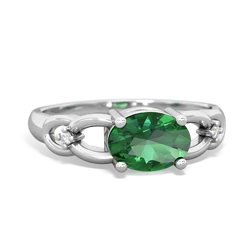 Lab Emerald Links 14K White Gold ring R4032