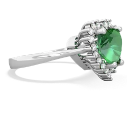 Lab Emerald Sparkling Halo Heart 14K White Gold ring R0391