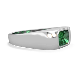Lab Emerald Men's Emerald-Cut Bezel 14K White Gold ring R0410