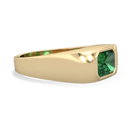Lab Emerald Men's Emerald-Cut Bezel 14K Yellow Gold ring R0410