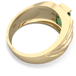 Lab Emerald Men's 9X7mm Emerald-Cut 14K Yellow Gold ring R1835