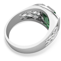 Lab Emerald Men's Vine 14K White Gold ring R0490