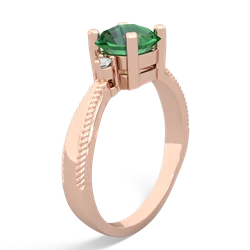 Lab Emerald Cushion Rope 14K Rose Gold ring R2484