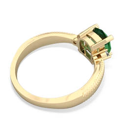 Lab Emerald Cushion Rope 14K Yellow Gold ring R2484