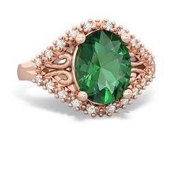 Lab Emerald Antique Style Cocktail 14K Rose Gold ring R2564
