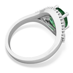 Lab Emerald Antique Style Cocktail 14K White Gold ring R2564