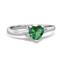 Lab Emerald Delicate Heart 14K White Gold ring R0203